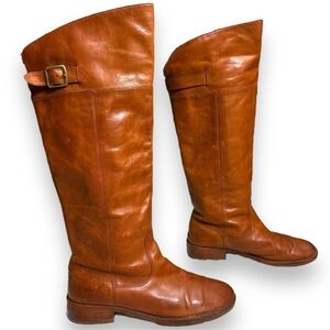 COACH Joele Buckle Knee Riding Boots- Cognac Leather